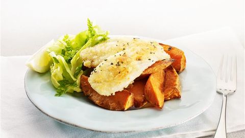 Oven Baked Fish with Sweet Potato Wedges