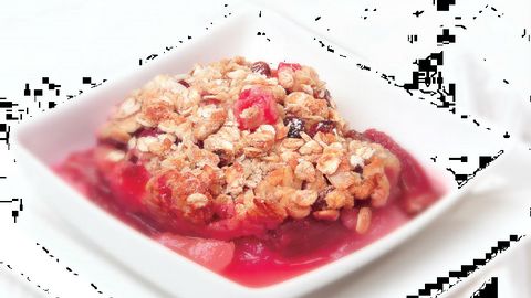 healthy healthy rhubarb & pear crumble recipe recipe Rhubarb & Pear Crumble