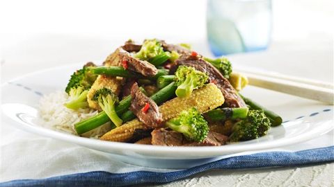 healthy healthy basil beef & bean stir fry recipe recipe Basil Beef & Bean Stir Fry