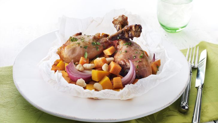 Spicy Orange Chicken with Baked Vegie Parcels Spicy Orange Chicken with Baked Vegie Parcels