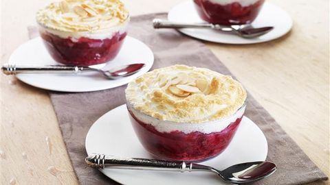 Berry Rhubarb Meringue Pots