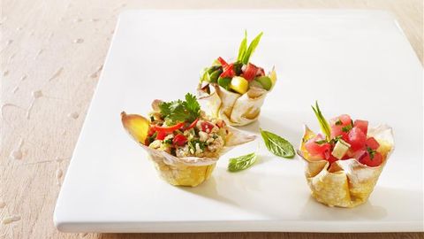 healthy healthy watermelon & feta wontons recipe recipe Watermelon & Feta Wontons