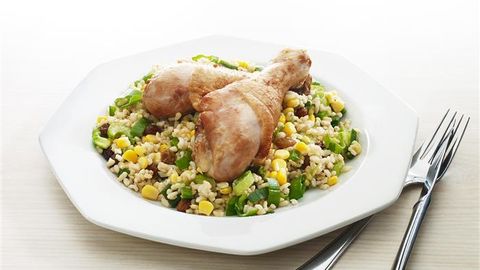 healthy healthy teriyaki chicken drumsticks with brown rice salad recipe recipe Teriyaki Chicken Drumsticks with Brown Rice Salad