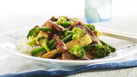 healthy healthy basil beef & bean stir fry recipe recipe Basil Beef & Bean Stir Fry 3-2-1
