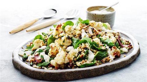 healthy healthy roasted cauliflower & barley salad recipe recipe Roasted Cauliflower & Barley Salad 3-2-1