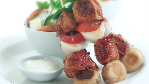 healthy healthy lamb & mushroom kebabs recipe recipe Lamb & Mushroom Kebabs