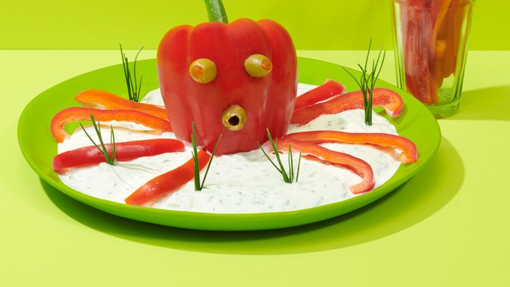 Capsicum octopus with tzatziki Capsicum octopus with tzatziki
