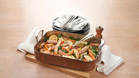 healthy healthy sausage & apple tray bake recipe recipe Sausage & Apple Tray Bake 3-2-1