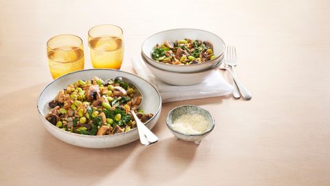 Mushroom and edamame rice