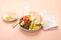 Mexi-bean bowl with tortilla
