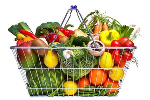 Basket of fresh fruit and veg