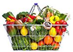 A shopping basket filled with vegies