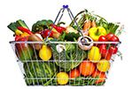 A shopping basket filled with vegies