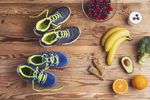 Running shoes, fruit and vege