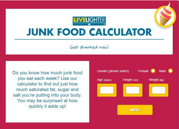 Junk food calendar