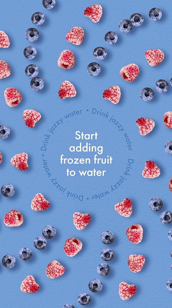 Start adding frozen fruit to water