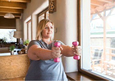 Woman using weights