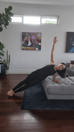 Tania in starting position for side plank