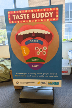 Physical taste buddy shown setup in an office