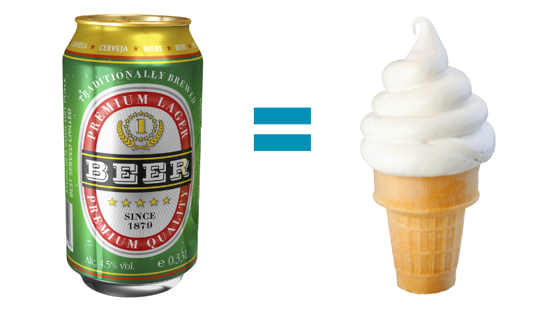 1 can of full-strength beer = a soft serve cone