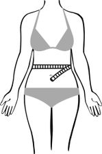 Illustration of where to place measuring tape for measuring you waist for females
