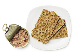 tinned tuna and grainy crackers