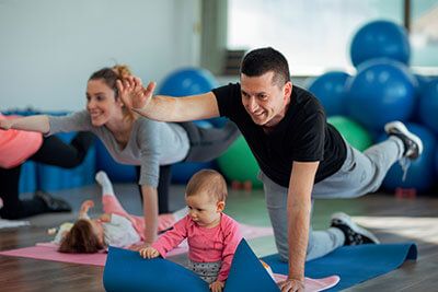 family doing pilates