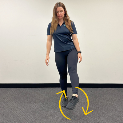 person demonstrating ankle circles