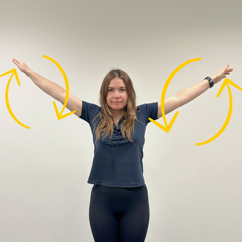 person demonstrating arm circles