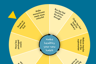 Spinning wheel with different healthy habits