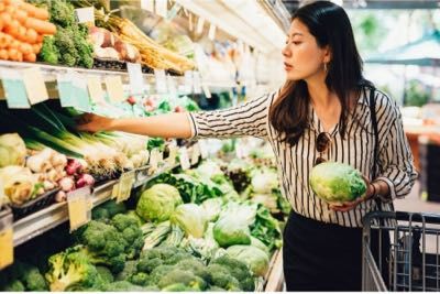 woman buying vegetables