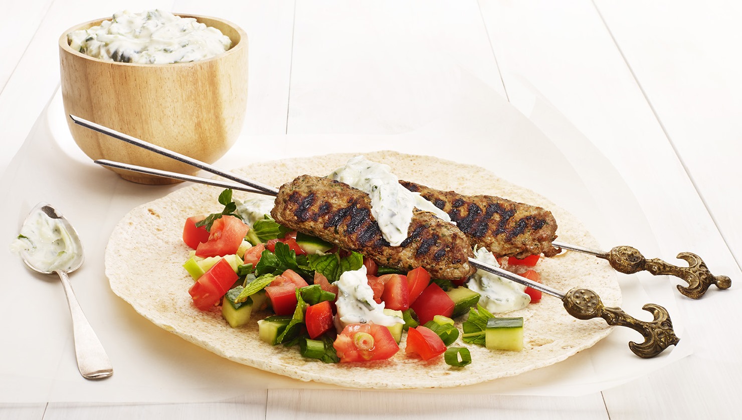 Beef kofta with tzatziki