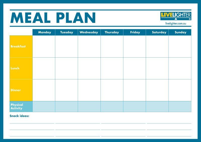 LiveLighter blank meal plan