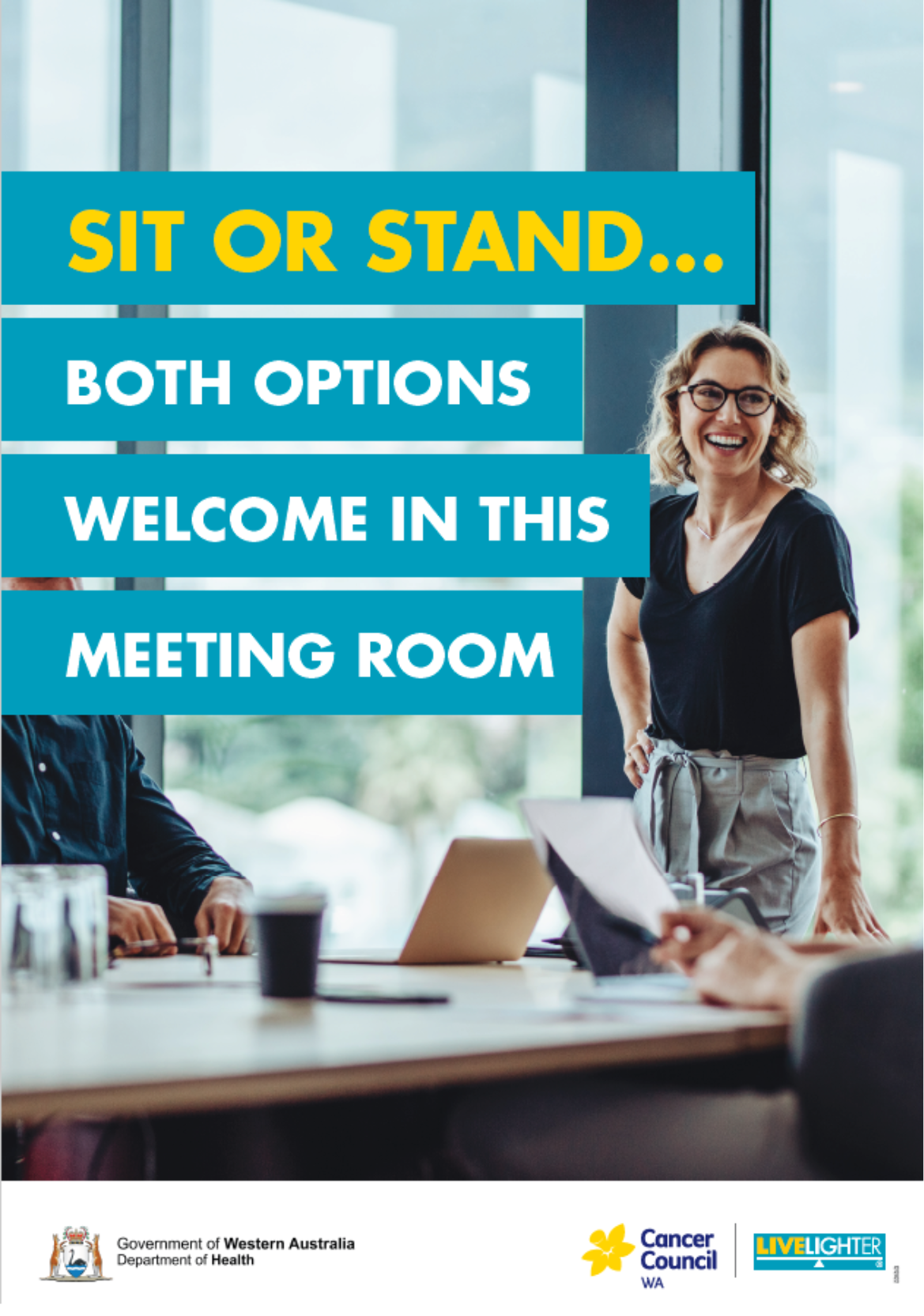 Sit or stand meeting nudge poster